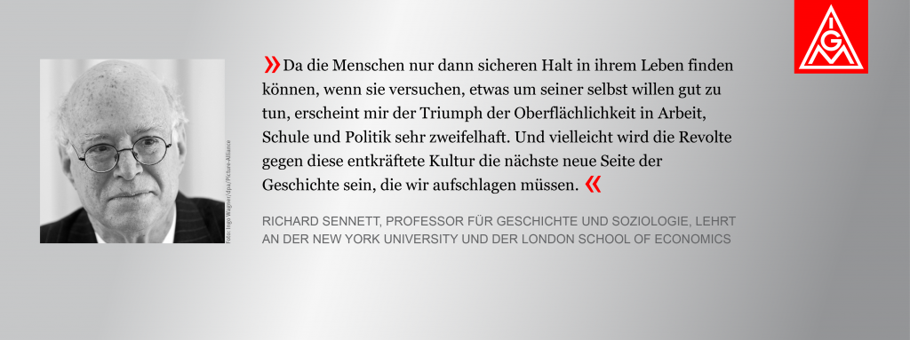 Bild von Richard Sennett mit Zitat